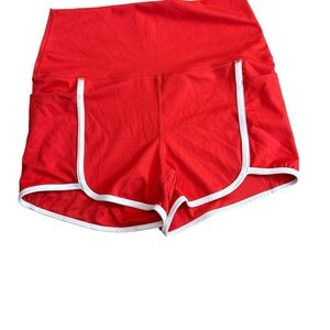 Yogalicious lux summer flair bike short Red Women's Shorts with White Trim XL